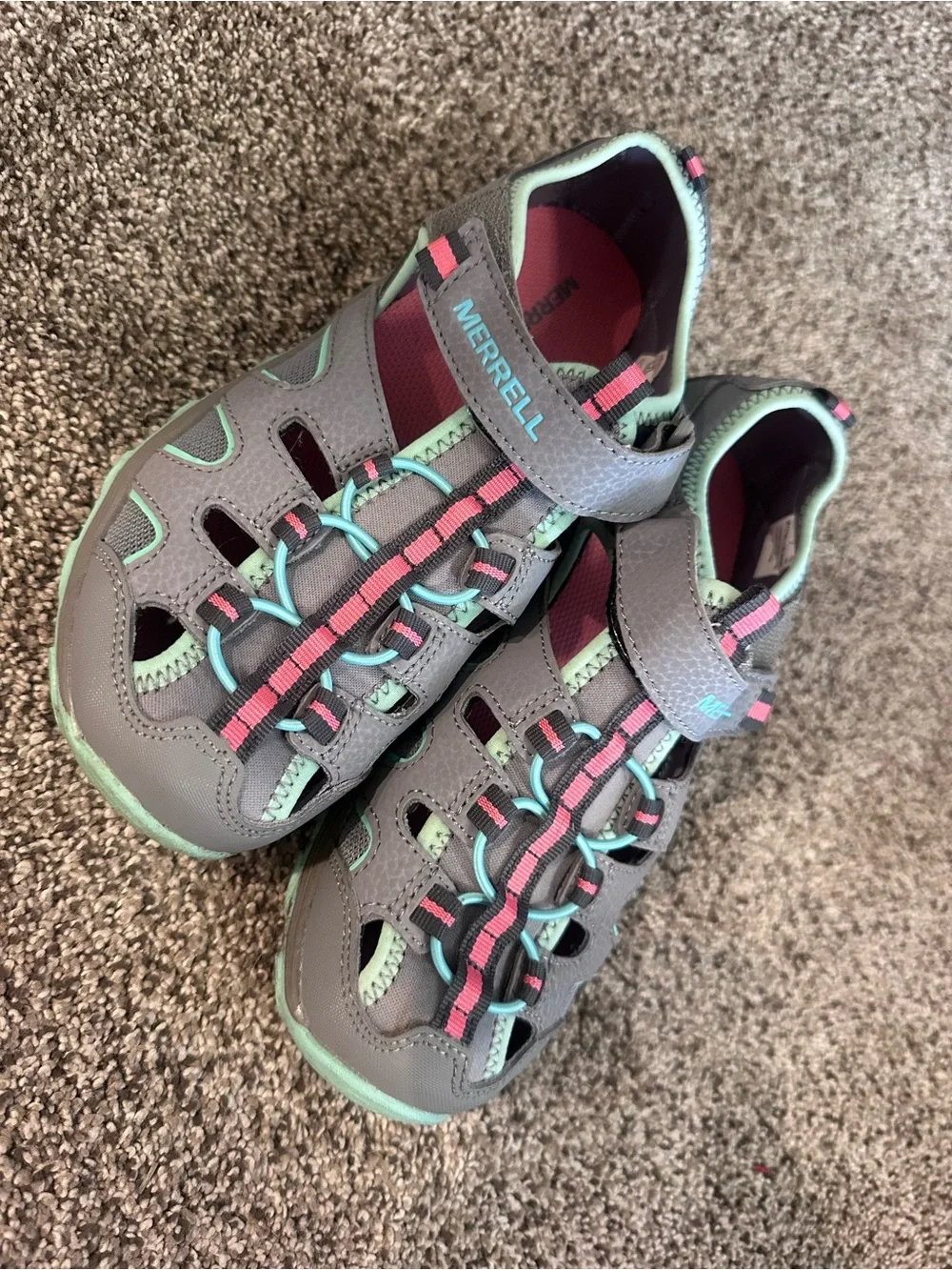 Merrell Kids Gray Teal Pink Water Shoes